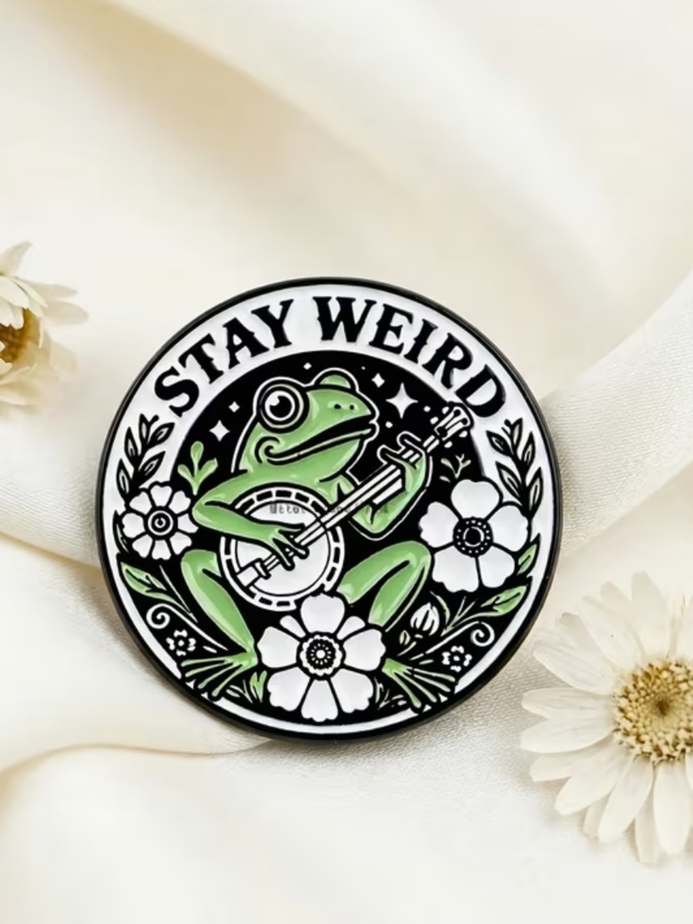 Stay Weird Frog Enamel Pin - Green & Black